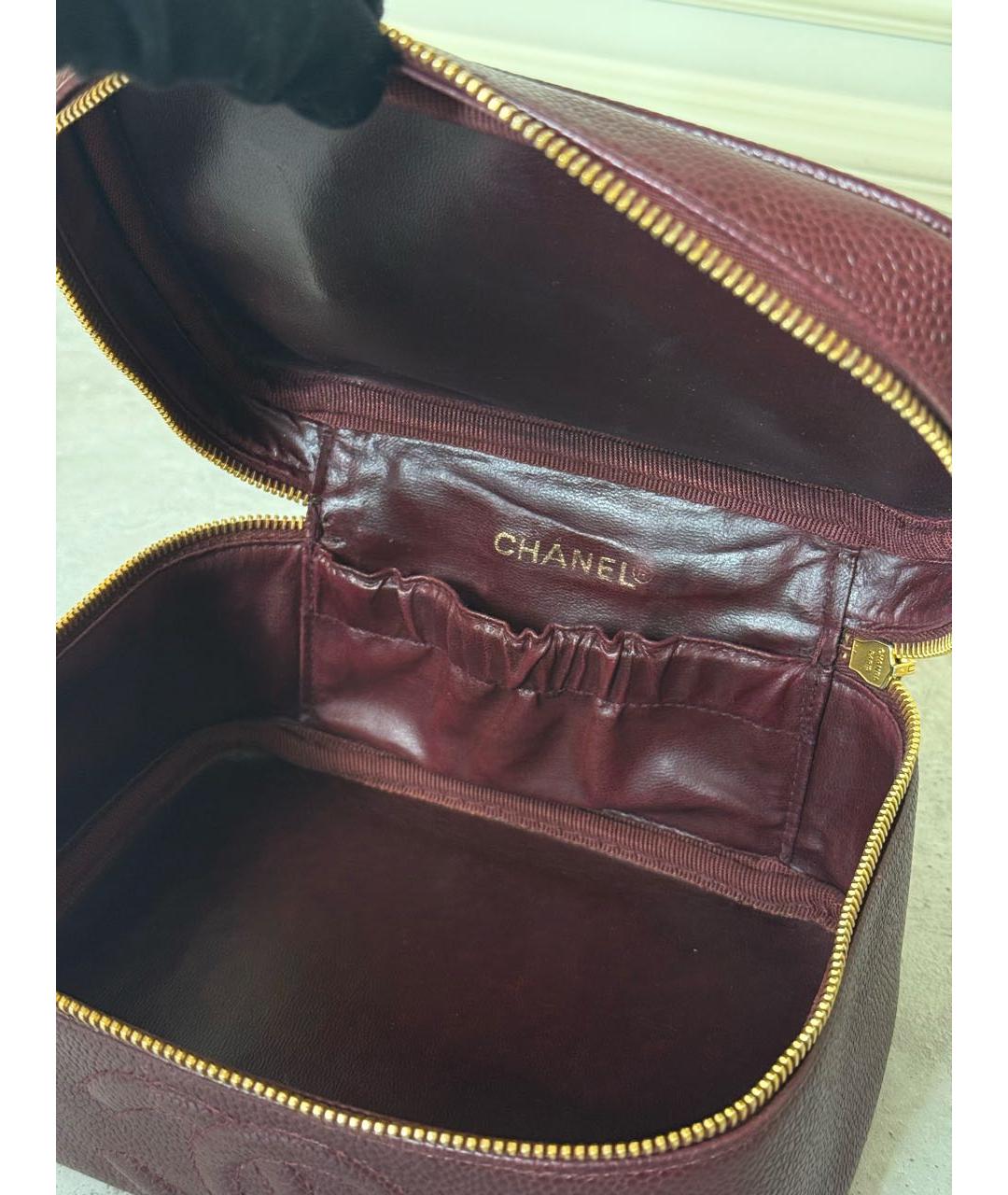 CHANEL Бордовая кожаная сумка с короткими ручками, фото 8