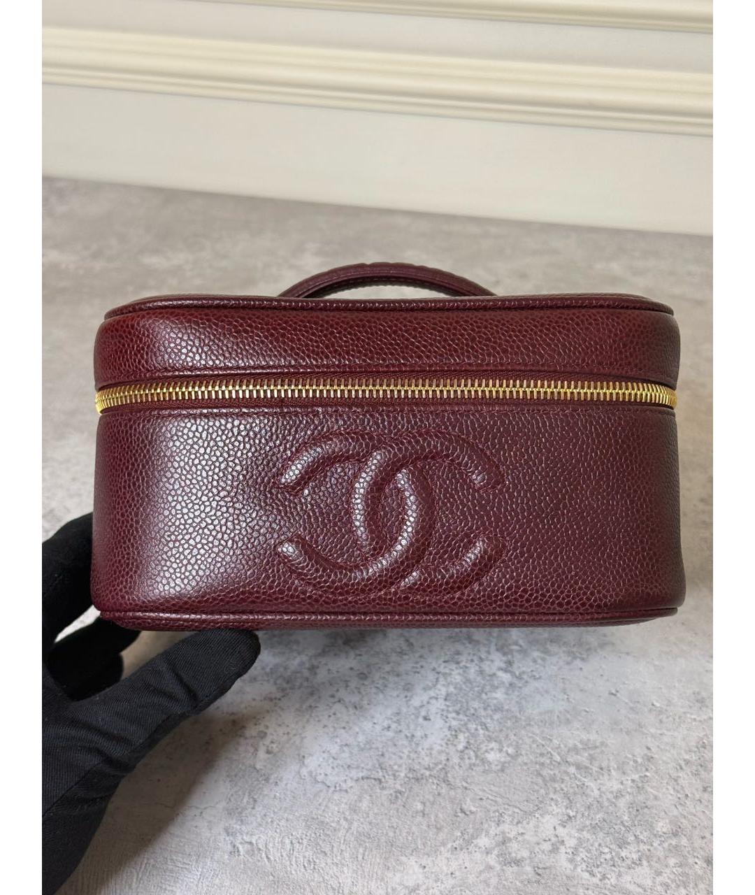 CHANEL Бордовая кожаная сумка с короткими ручками, фото 2