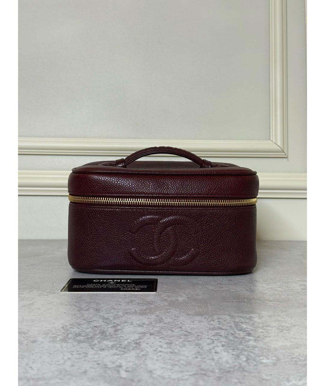 CHANEL Бордовая кожаная сумка с короткими ручками, фото 9