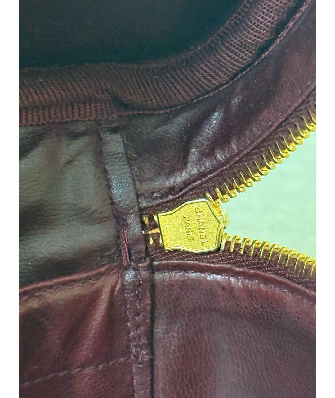 CHANEL Бордовая кожаная сумка с короткими ручками, фото 6