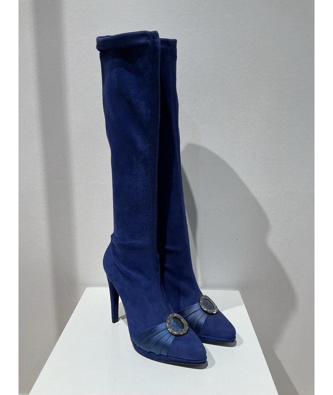 CASADEI Синие замшевые сапоги, фото 4