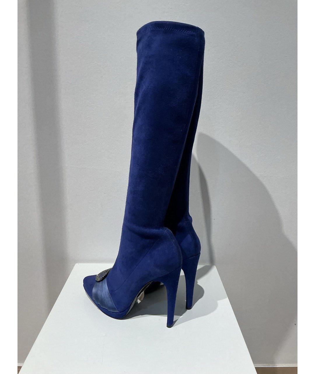 CASADEI Синие замшевые сапоги, фото 2
