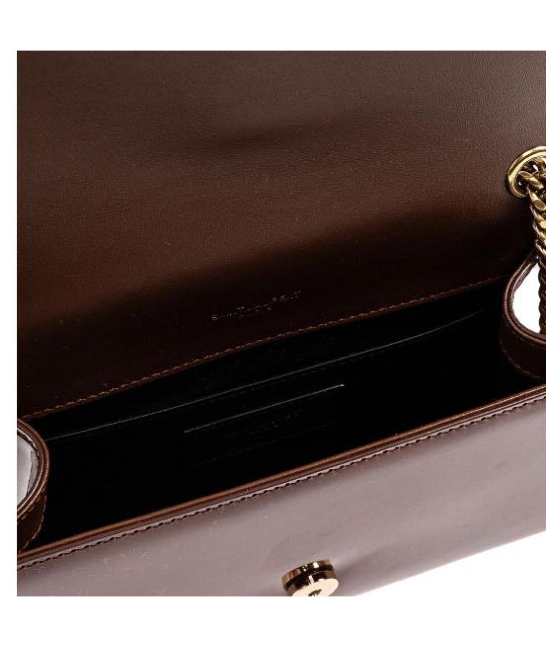 SAINT LAURENT Коричневая сумка через плечо из лакированной кожи, фото 5