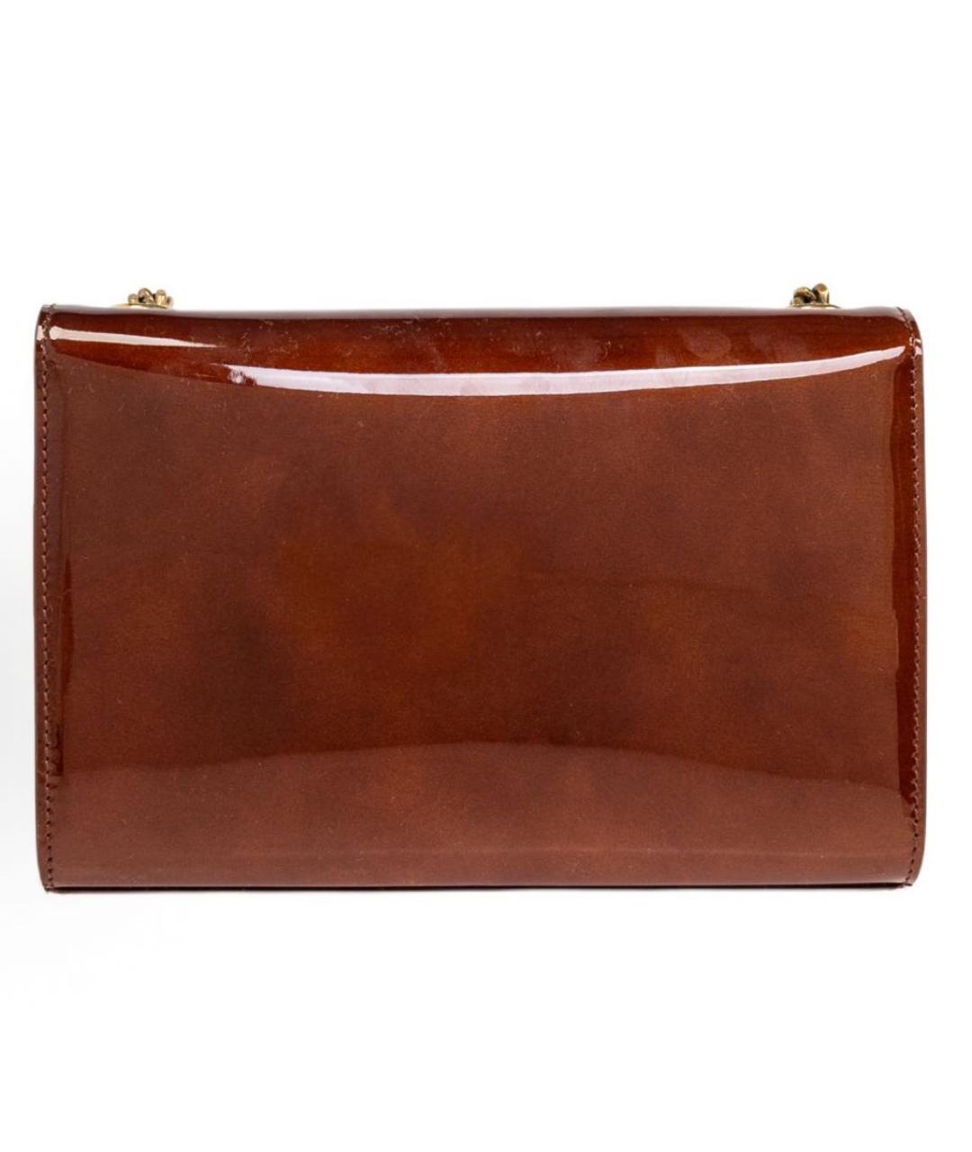 SAINT LAURENT Коричневая сумка через плечо из лакированной кожи, фото 3