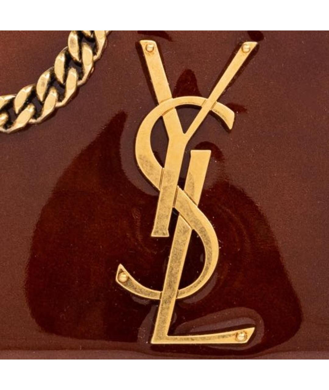 SAINT LAURENT Коричневая сумка через плечо из лакированной кожи, фото 4