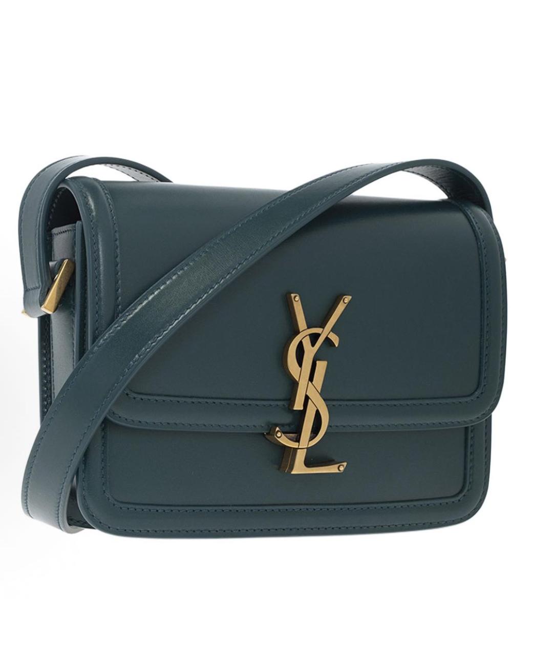 SAINT LAURENT Зеленая кожаная сумка через плечо, фото 2