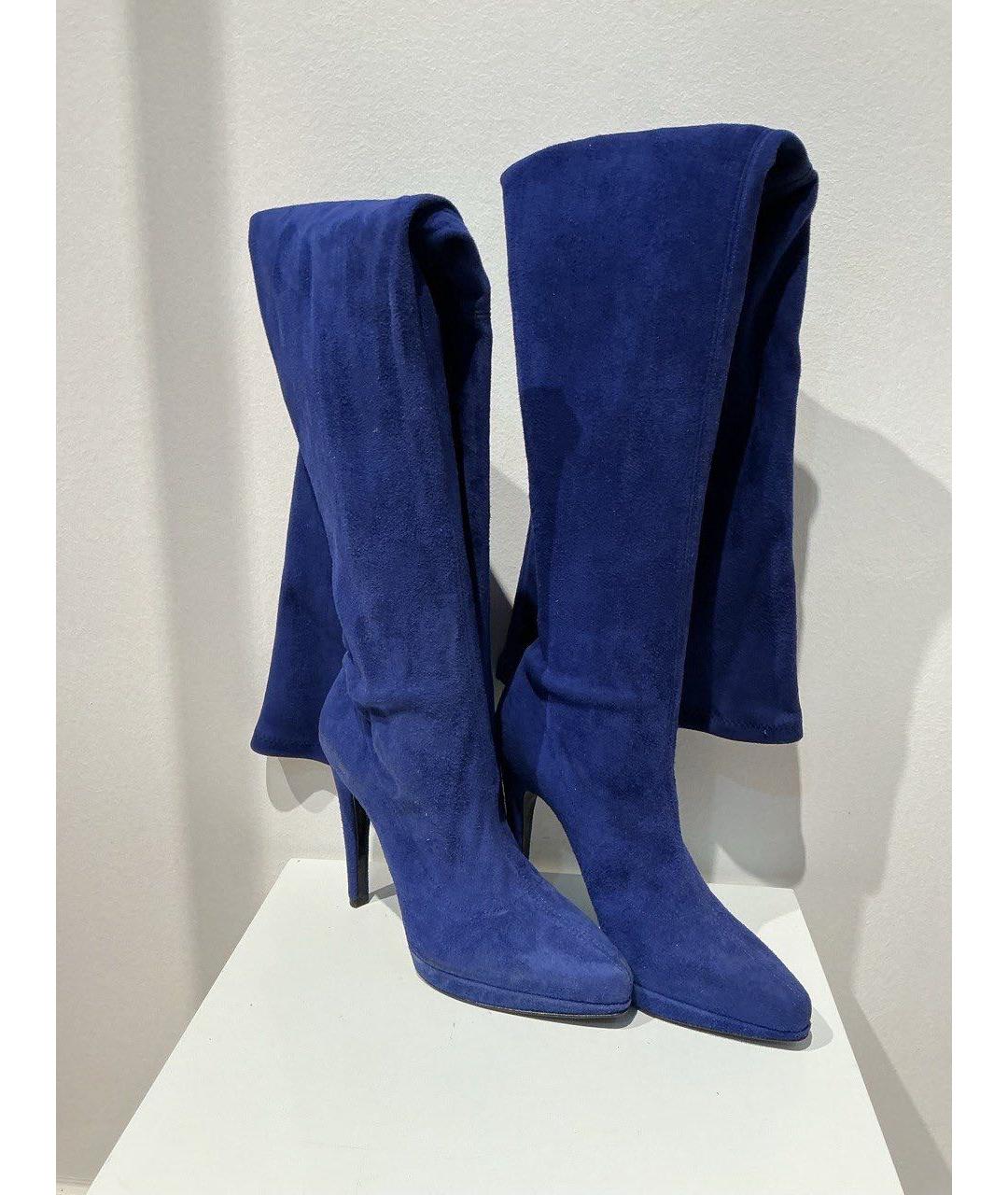 CASADEI Синие замшевые ботфорты, фото 3
