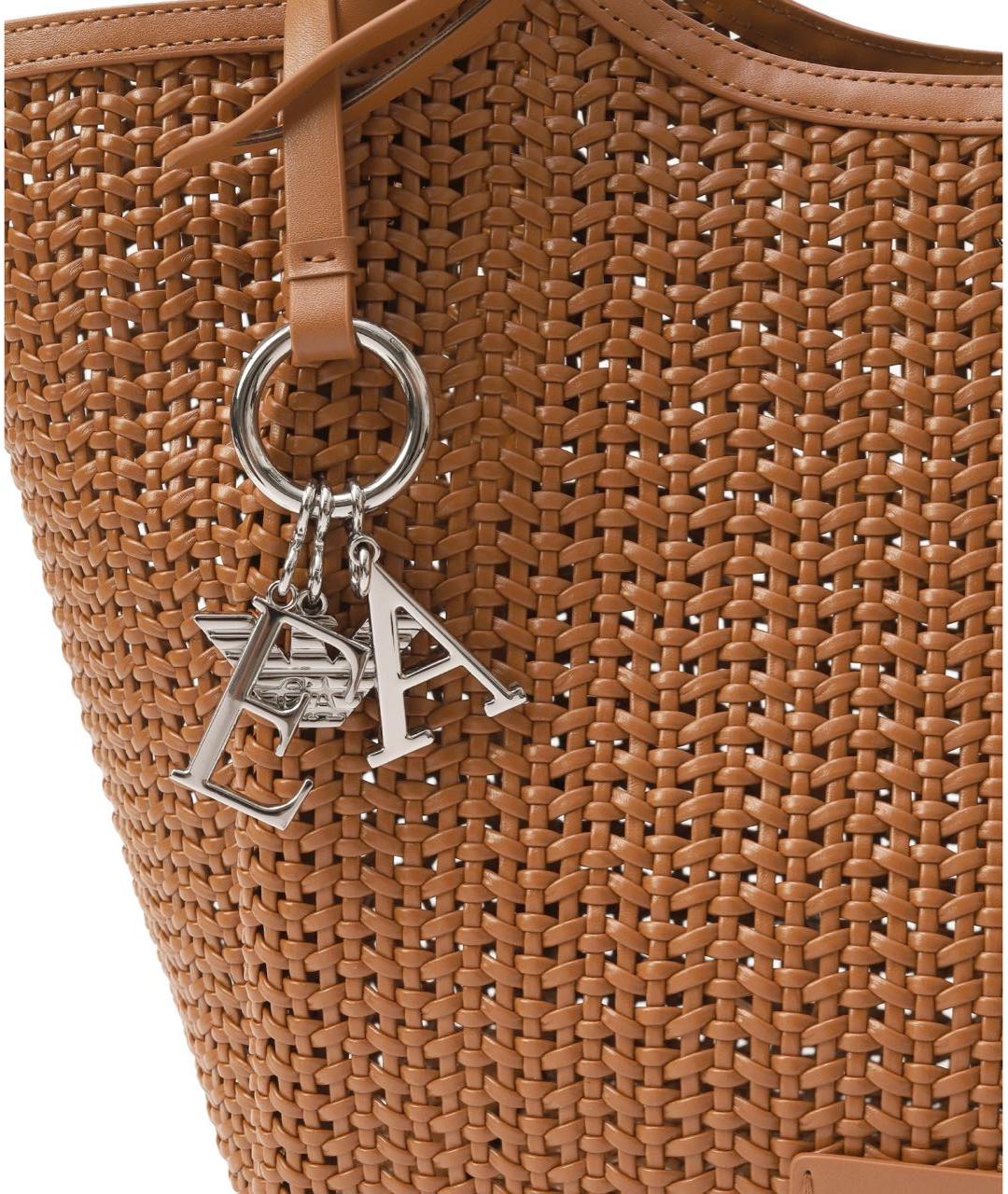 EMPORIO ARMANI Коричневая кожаная сумка с короткими ручками, фото 2