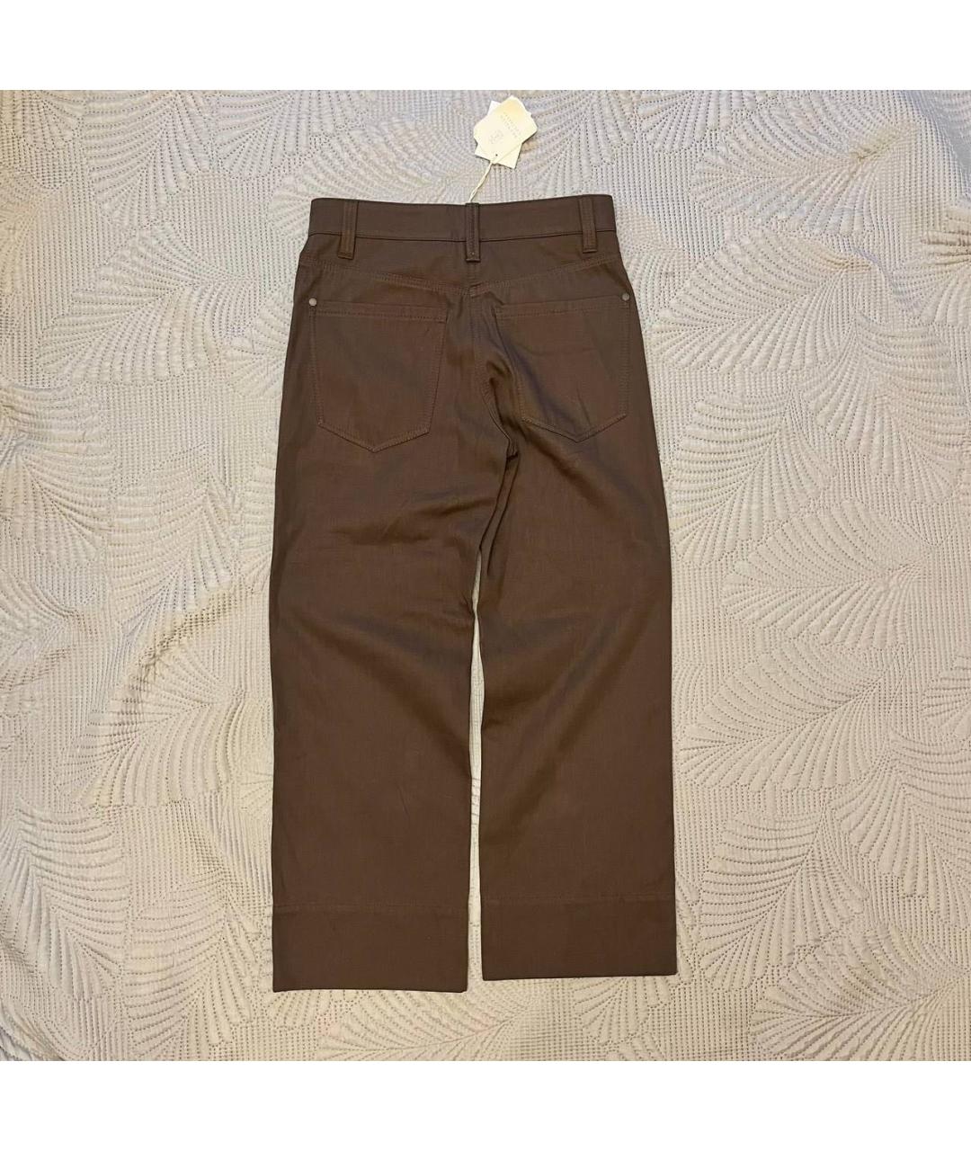 BRUNELLO CUCINELLI Коричневые хлопковые брюки широкие, фото 2