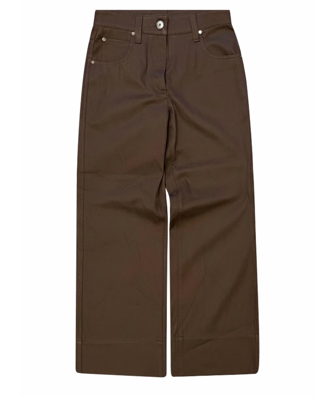 BRUNELLO CUCINELLI Коричневые хлопковые брюки широкие, фото 1