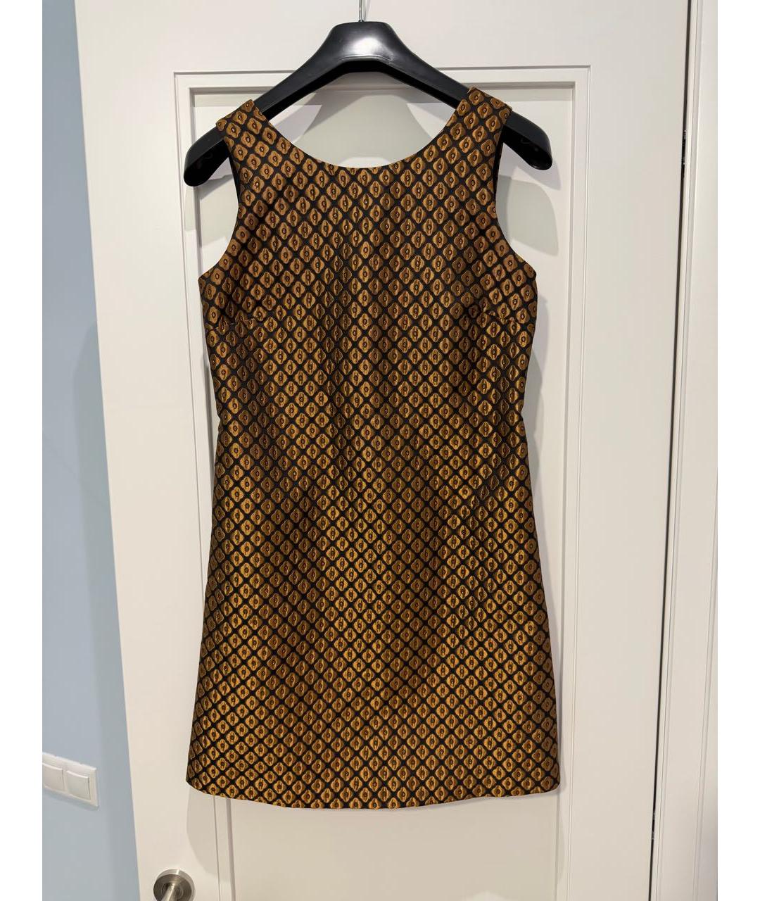 RED VALENTINO Золотое полиэстеровое коктейльное платье, фото 8