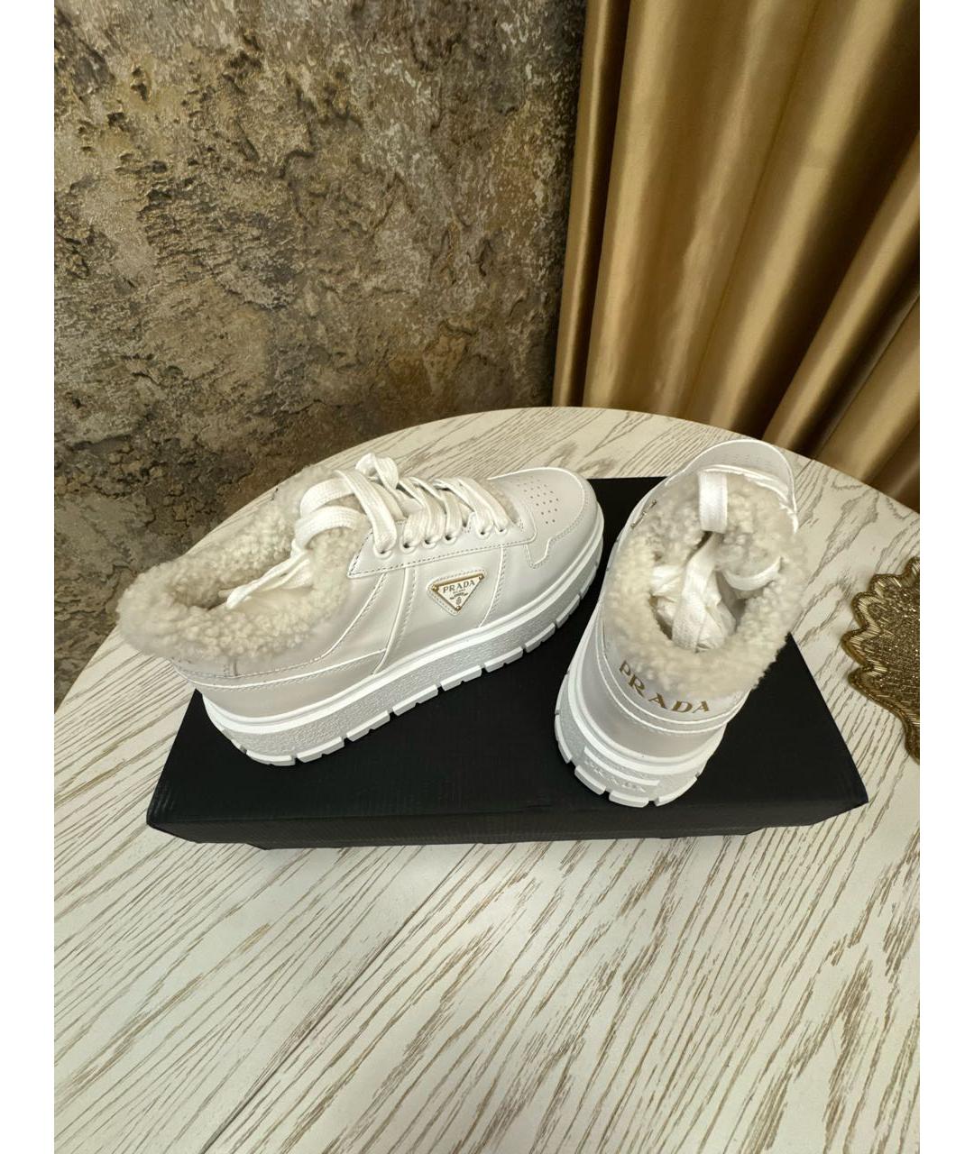 PRADA Белые кожаные кеды, фото 6