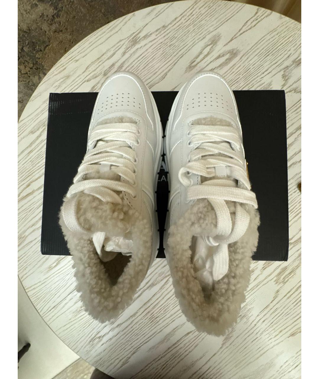 PRADA Белые кожаные кеды, фото 4