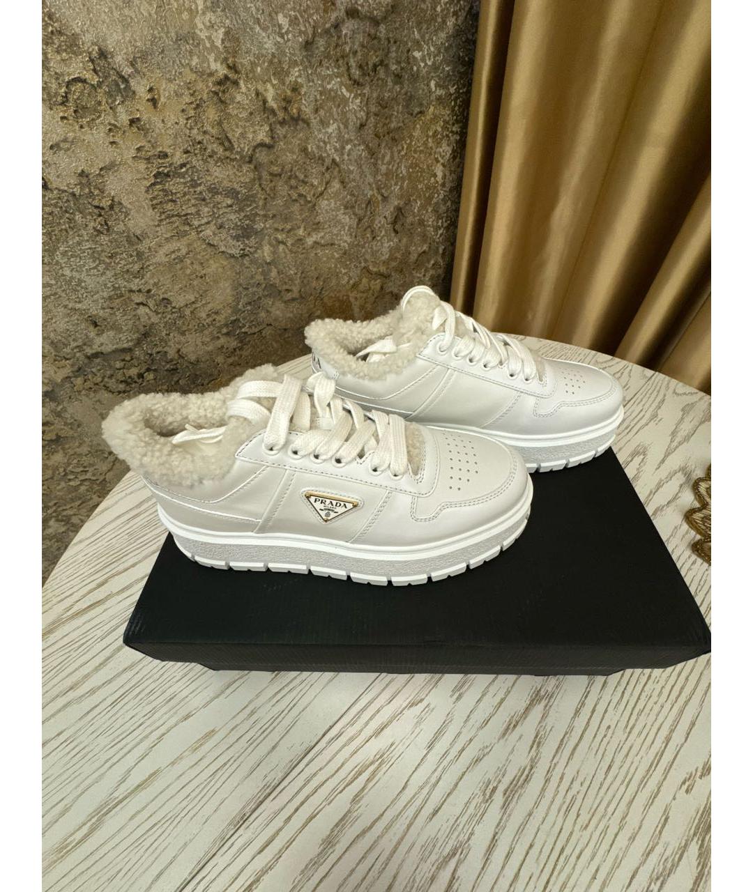 PRADA Белые кожаные кеды, фото 5