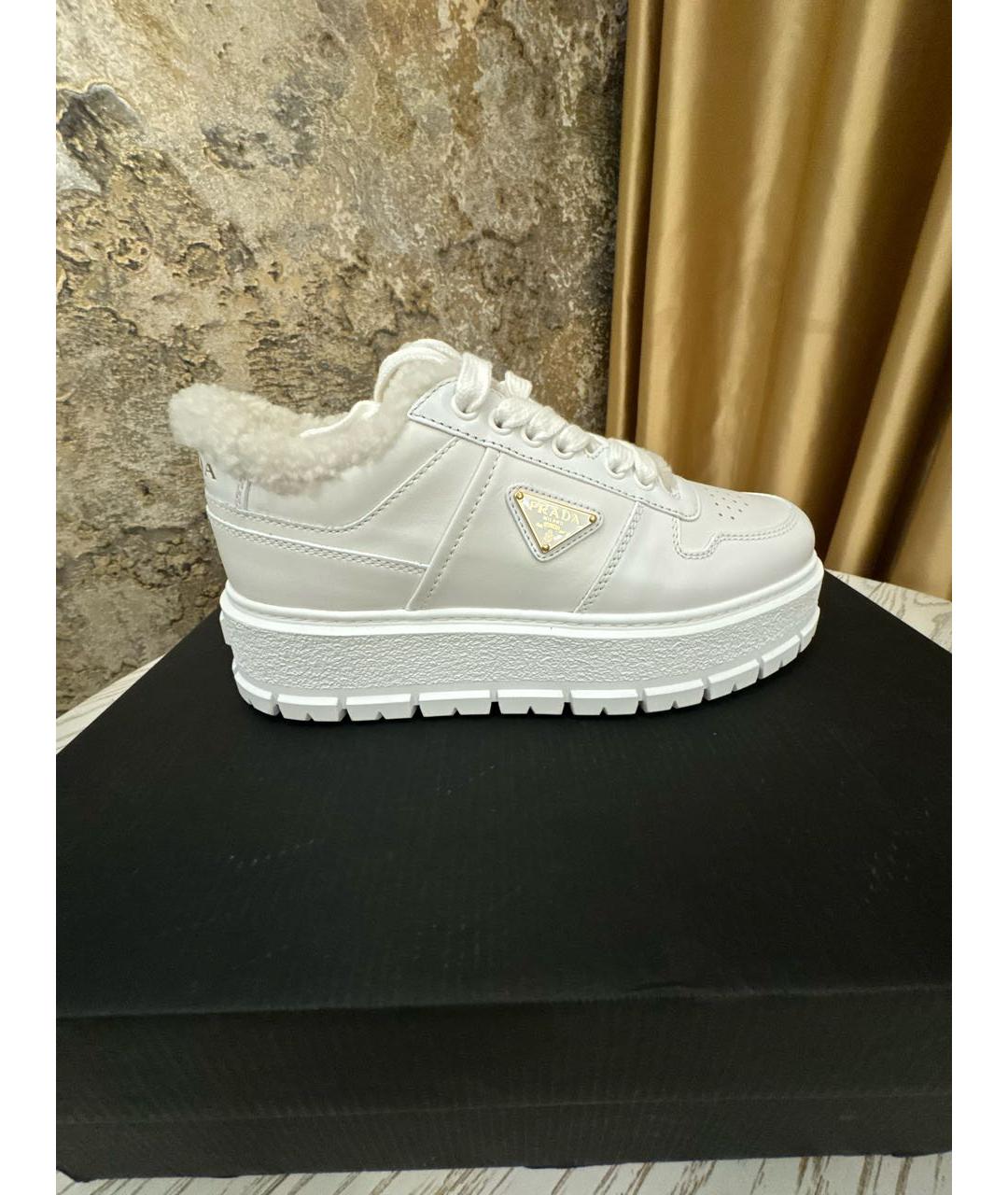 PRADA Белые кожаные кеды, фото 8