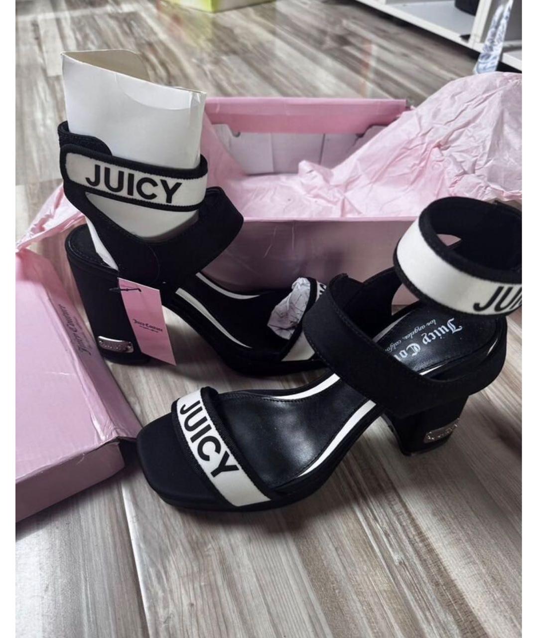 JUICY COUTURE Черные текстильные босоножки, фото 4