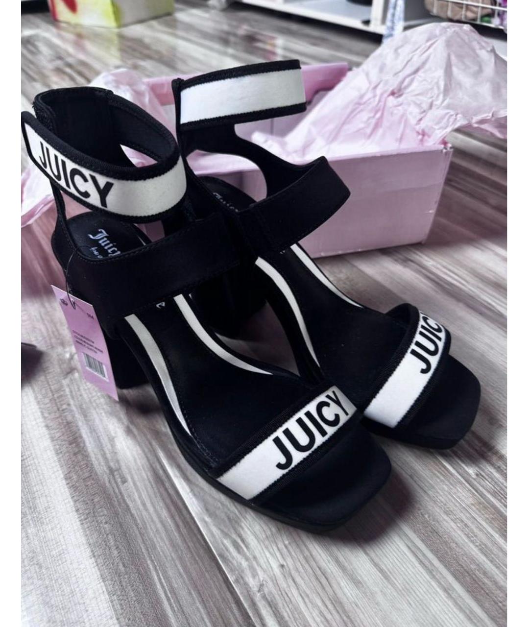 JUICY COUTURE Черные текстильные босоножки, фото 2