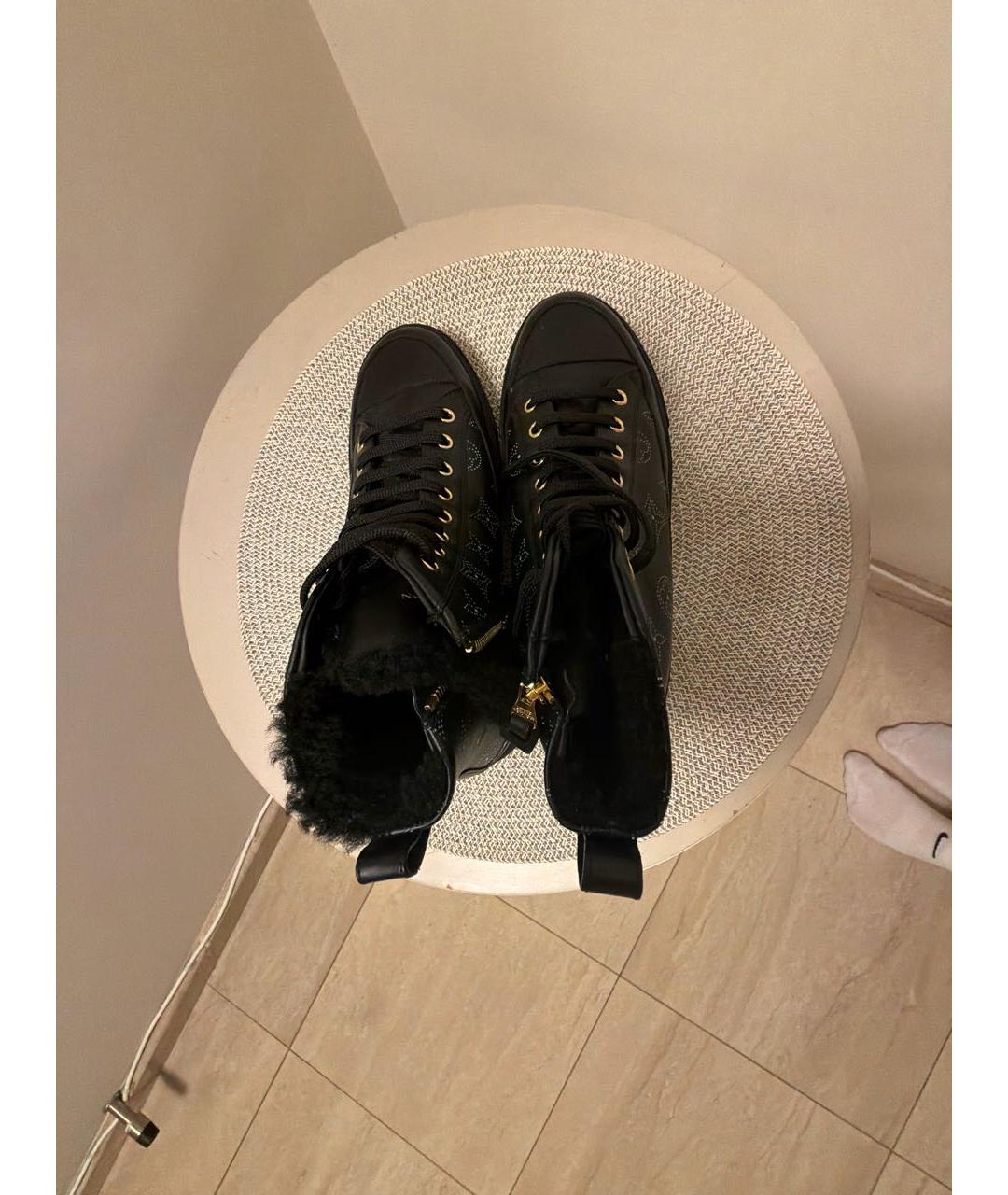 LOUIS VUITTON Черные кожаные кеды, фото 3