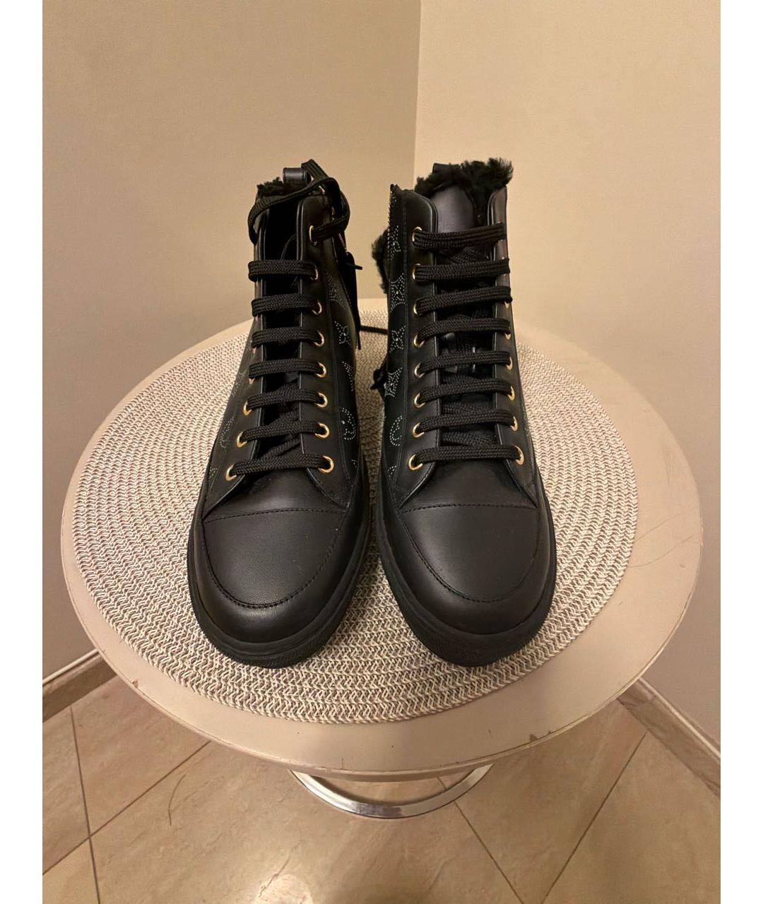 LOUIS VUITTON Черные кожаные кеды, фото 2