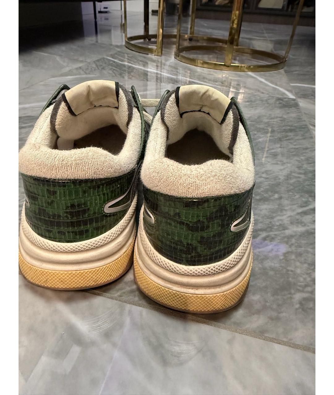 GUCCI Серые кожаные высокие кроссовки / кеды, фото 8