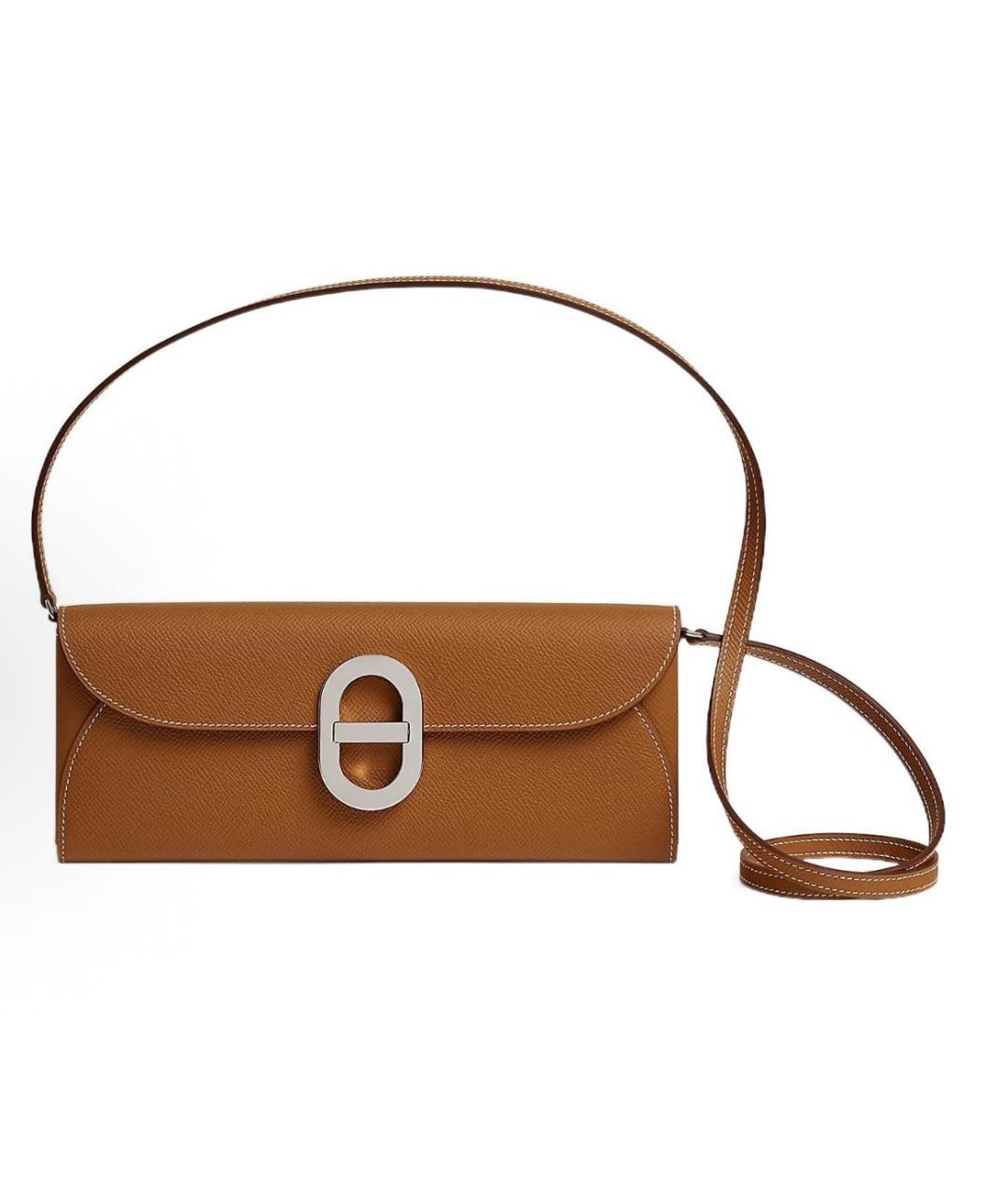 HERMES Коричневая кожаная сумка через плечо, фото 6