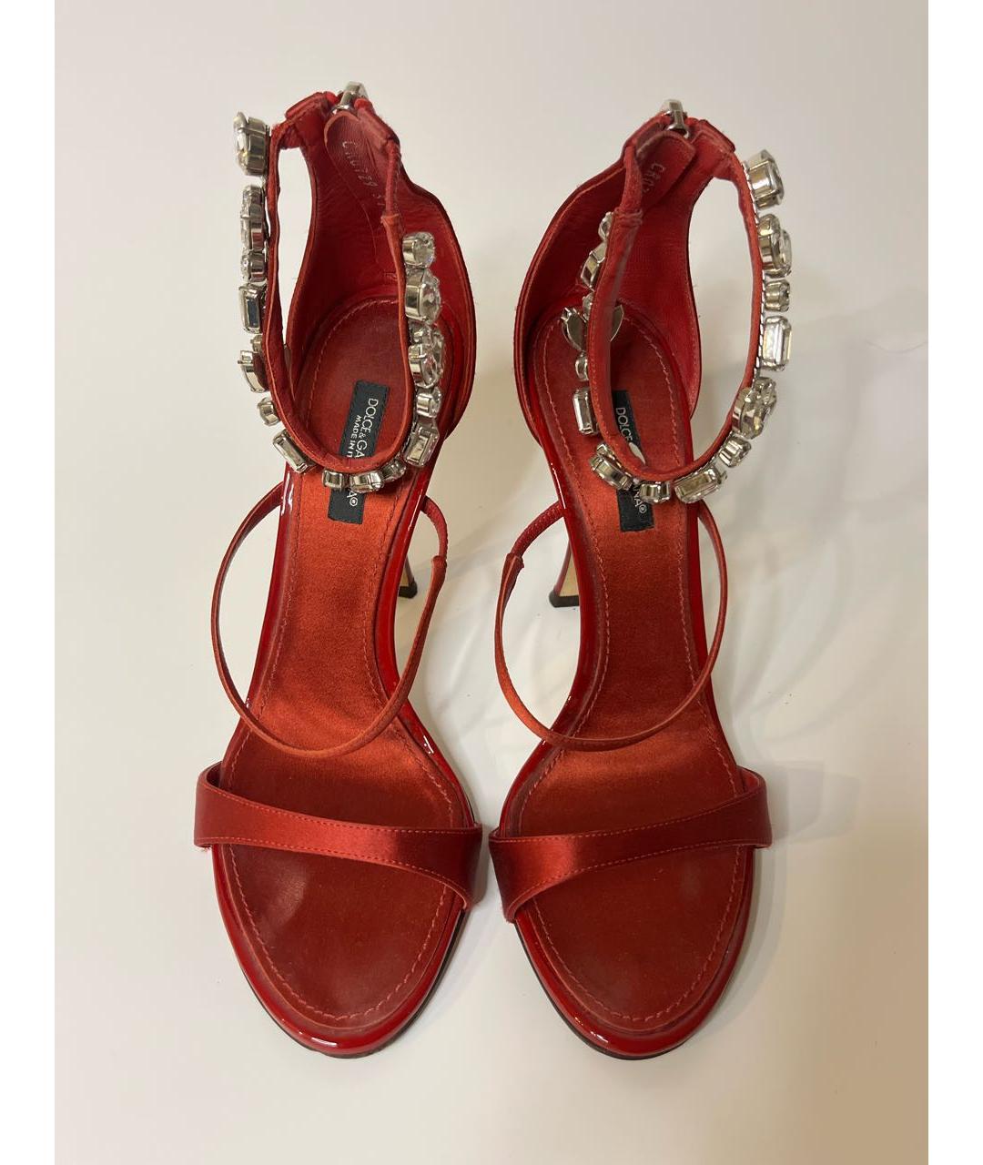 DOLCE&GABBANA Красные текстильные босоножки, фото 2