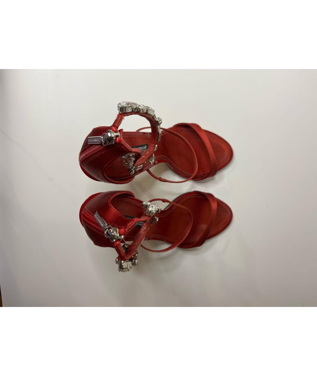 DOLCE&GABBANA Красные текстильные босоножки, фото 3