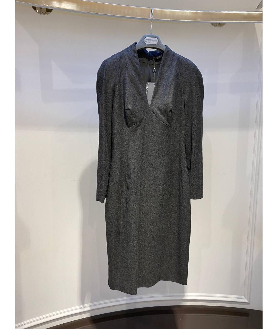 ALEXANDER MCQUEEN Серое шерстяное платье, фото 2