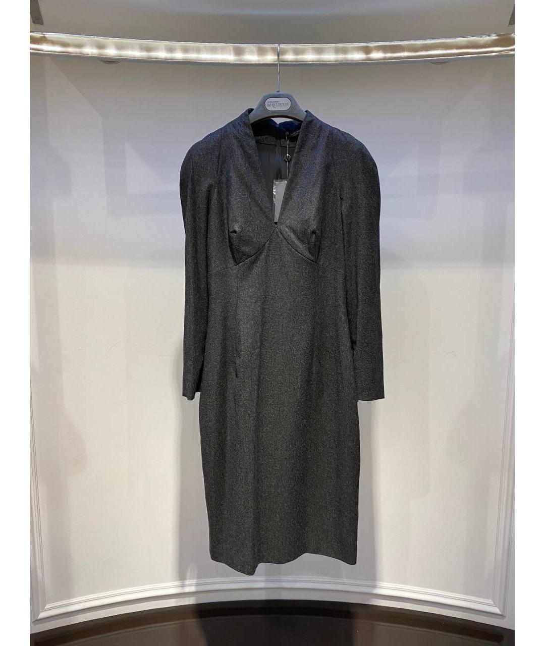 ALEXANDER MCQUEEN Серое шерстяное платье, фото 4
