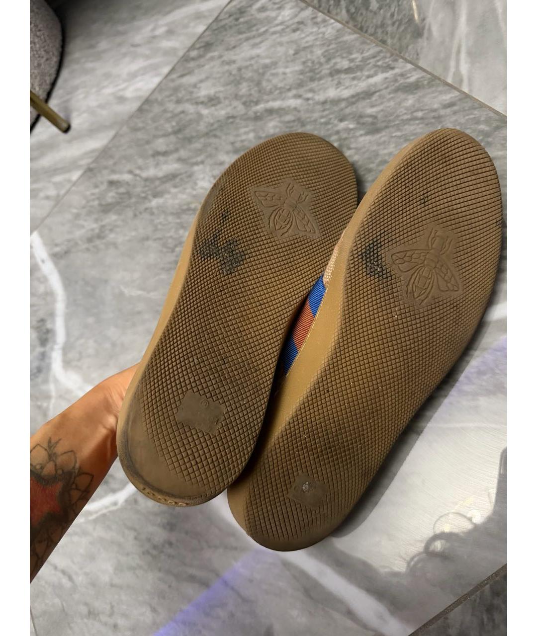 GUCCI Коричневые текстильные низкие кроссовки / кеды, фото 8