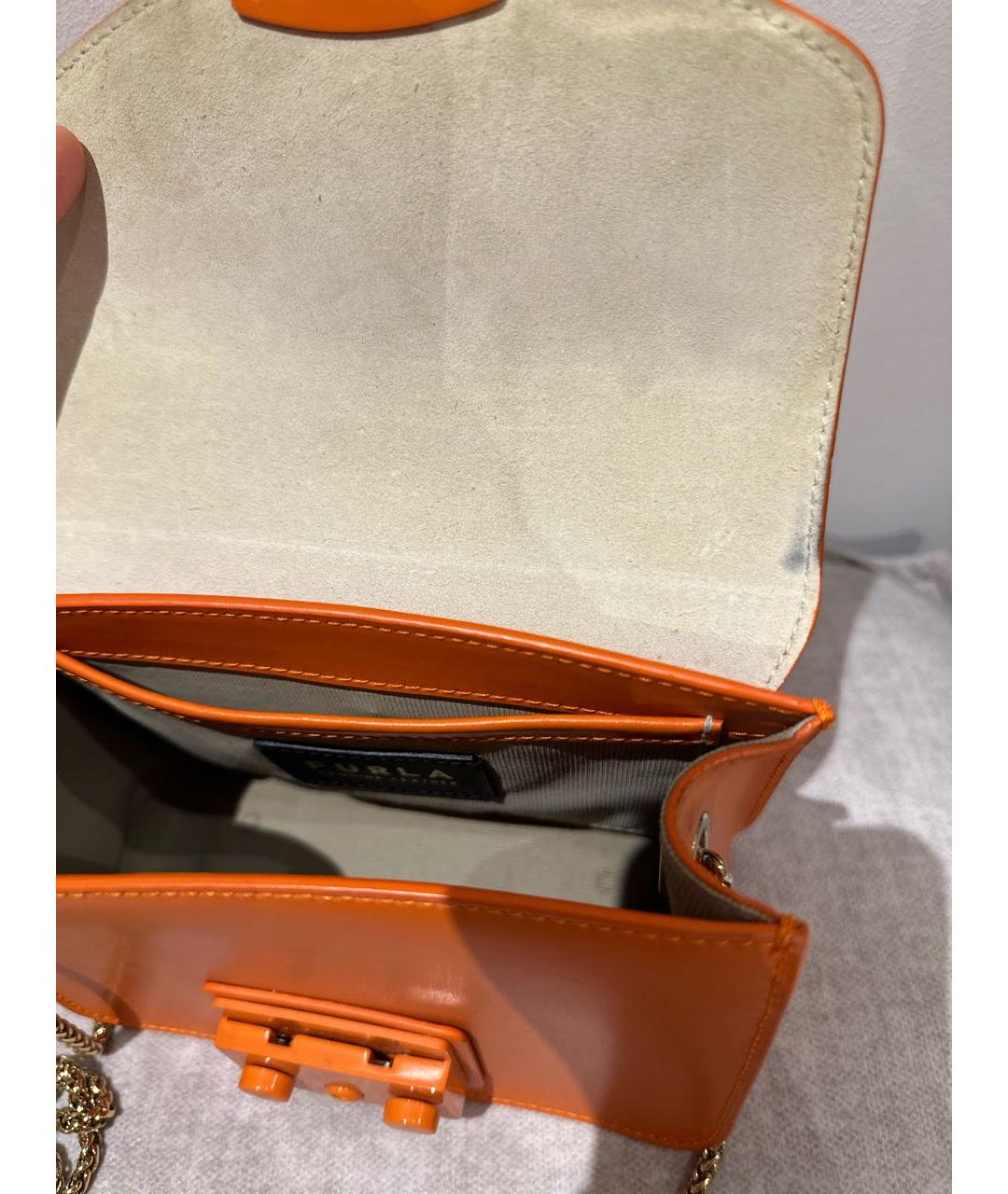 FURLA Оранжевая кожаная сумка через плечо, фото 4