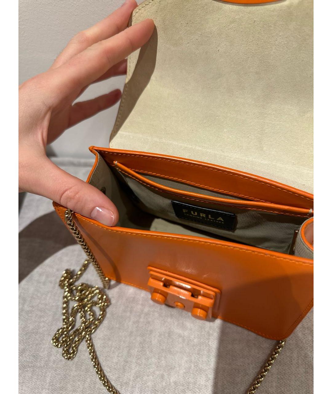 FURLA Оранжевая кожаная сумка через плечо, фото 3