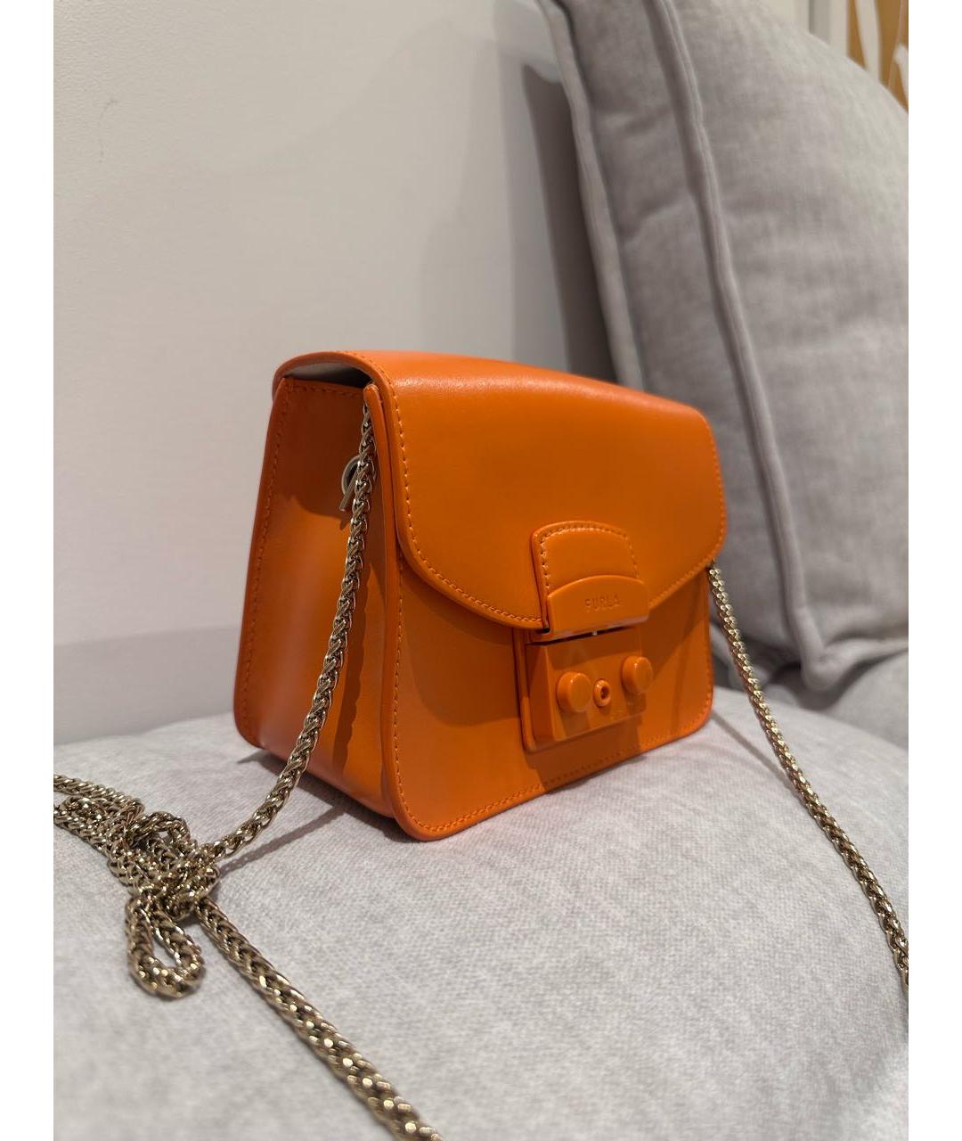 FURLA Оранжевая кожаная сумка через плечо, фото 2