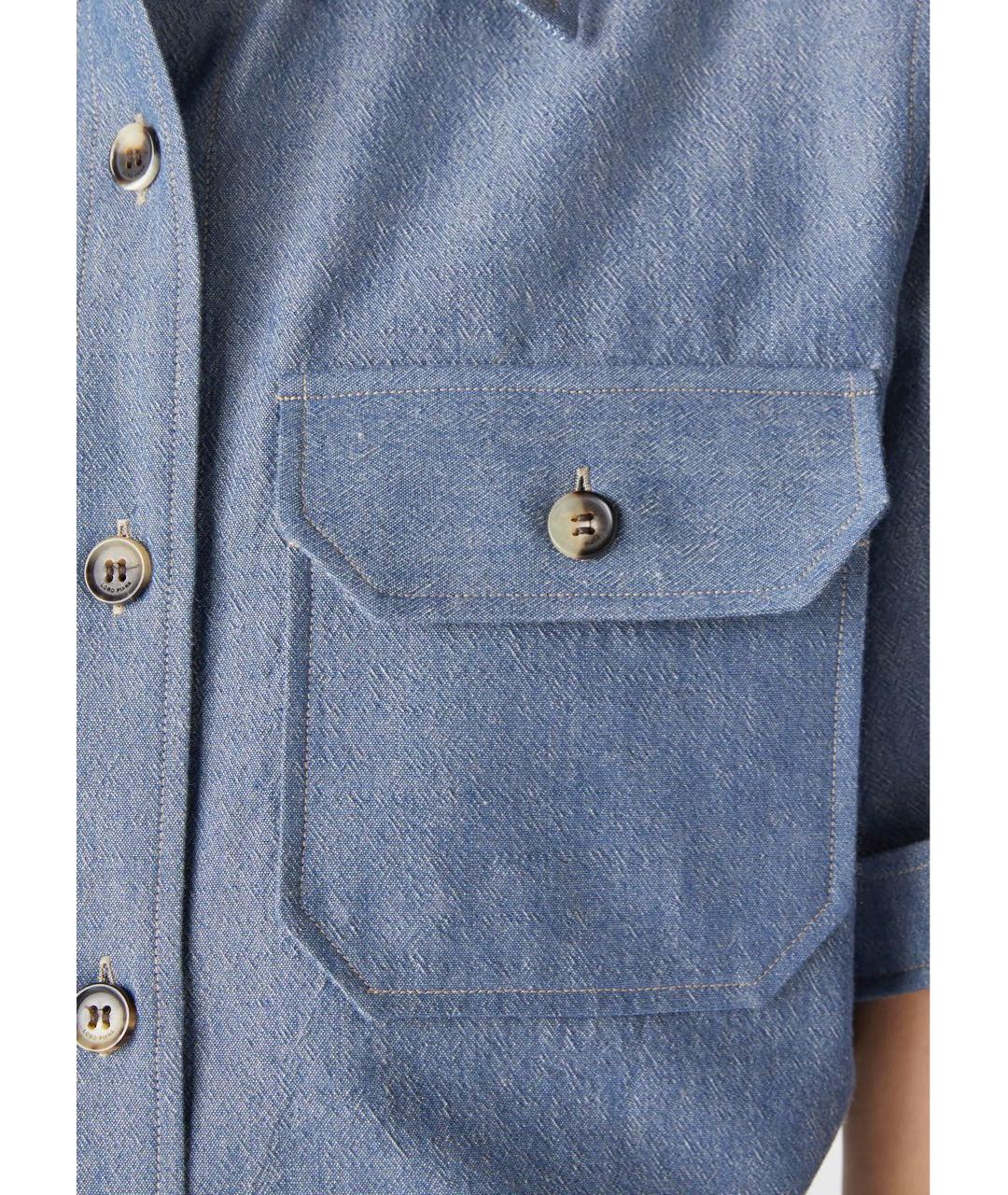 LORO PIANA Синяя хлопковая рубашка, фото 3