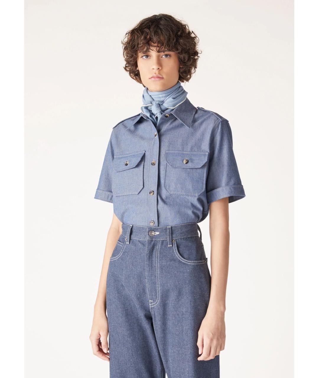 LORO PIANA Синяя хлопковая рубашка, фото 2