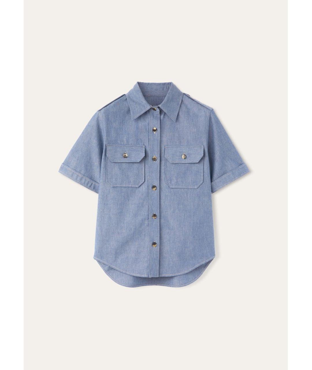 LORO PIANA Синяя хлопковая рубашка, фото 1