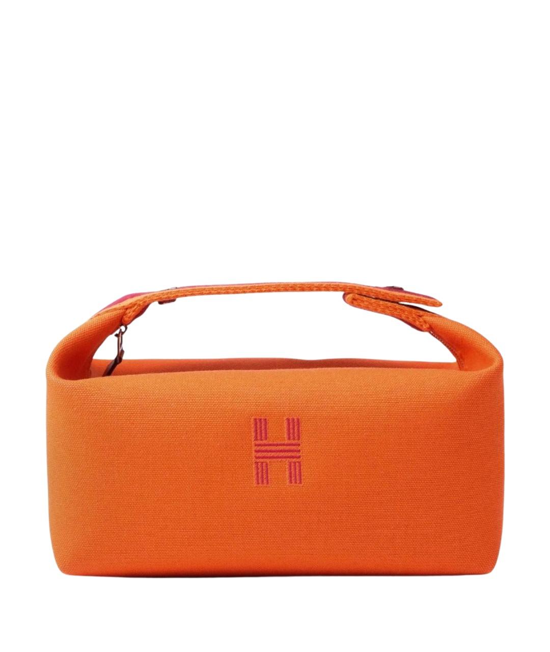 HERMES Оранжевая хлопковая косметичка, фото 1