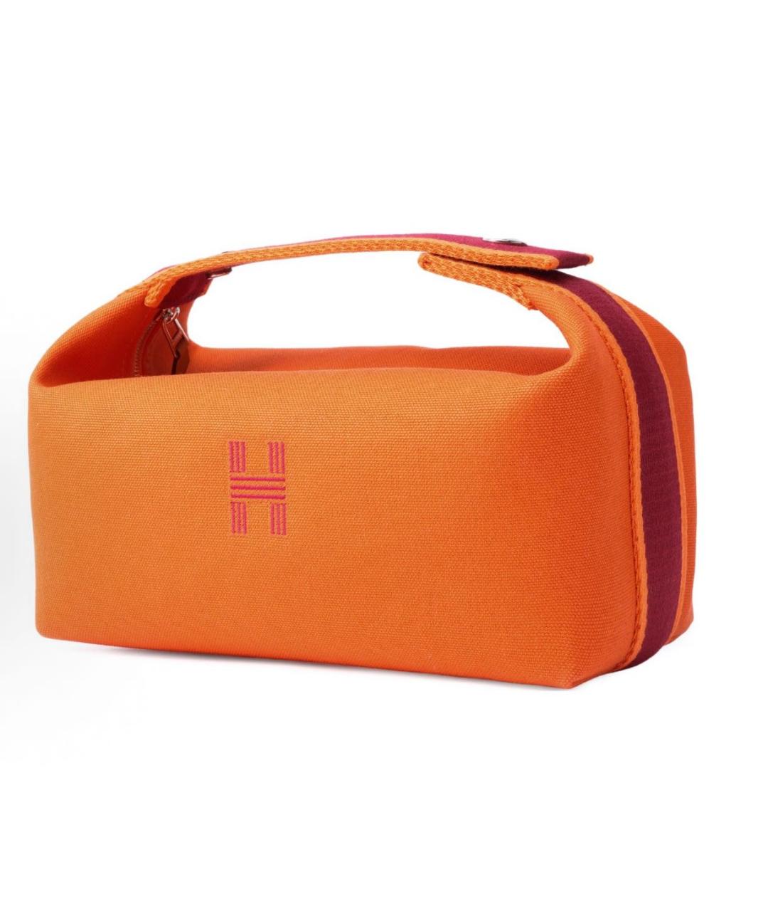 HERMES Оранжевая хлопковая косметичка, фото 2