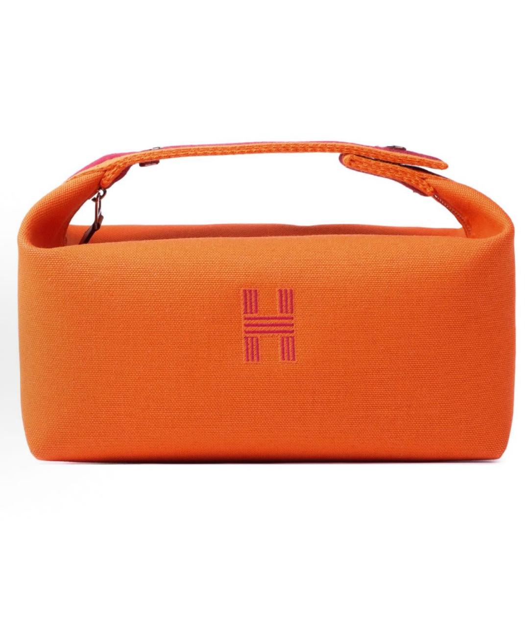HERMES Оранжевая хлопковая косметичка, фото 5