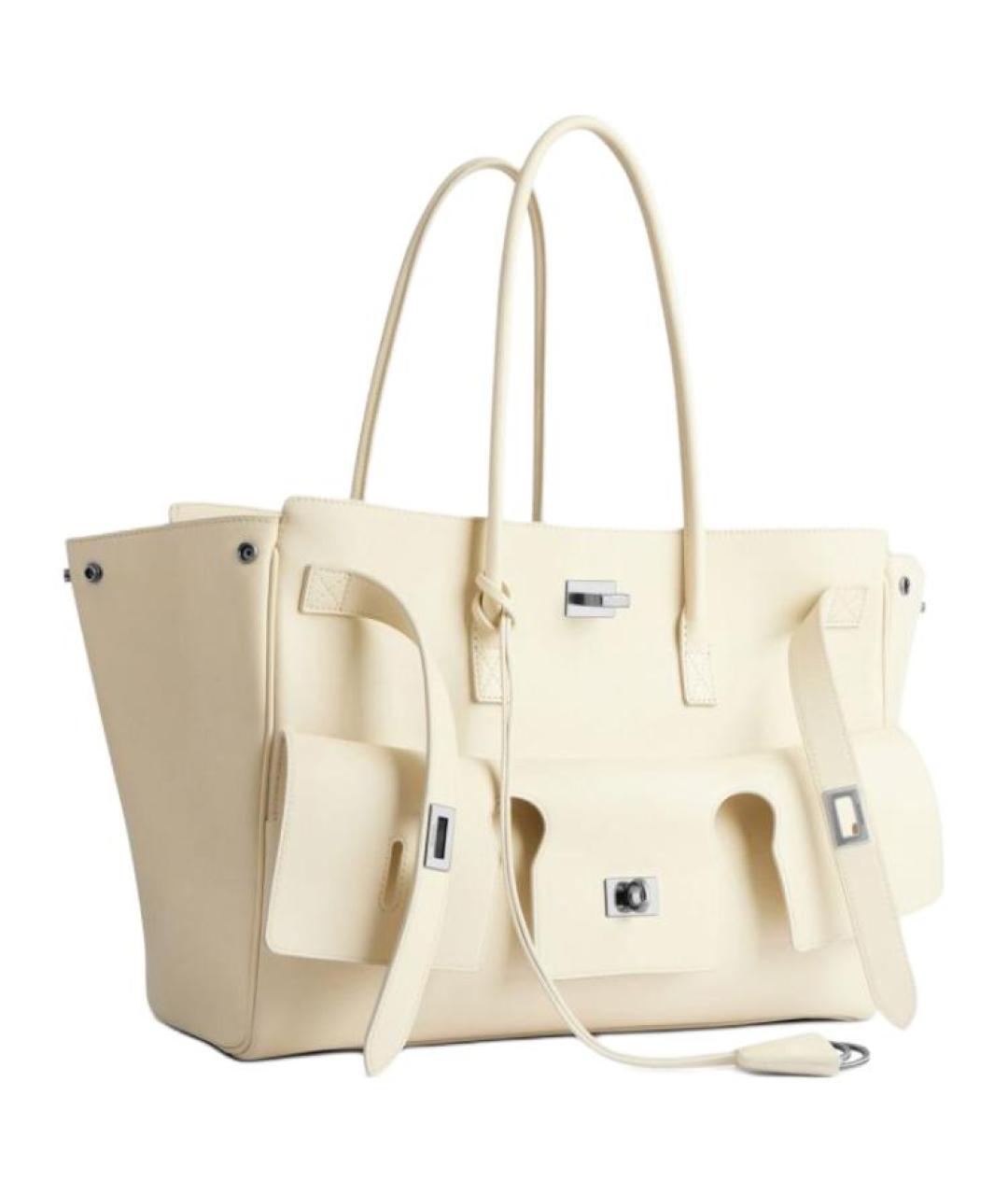 BALENCIAGA Бежевая кожаная сумка через плечо, фото 2