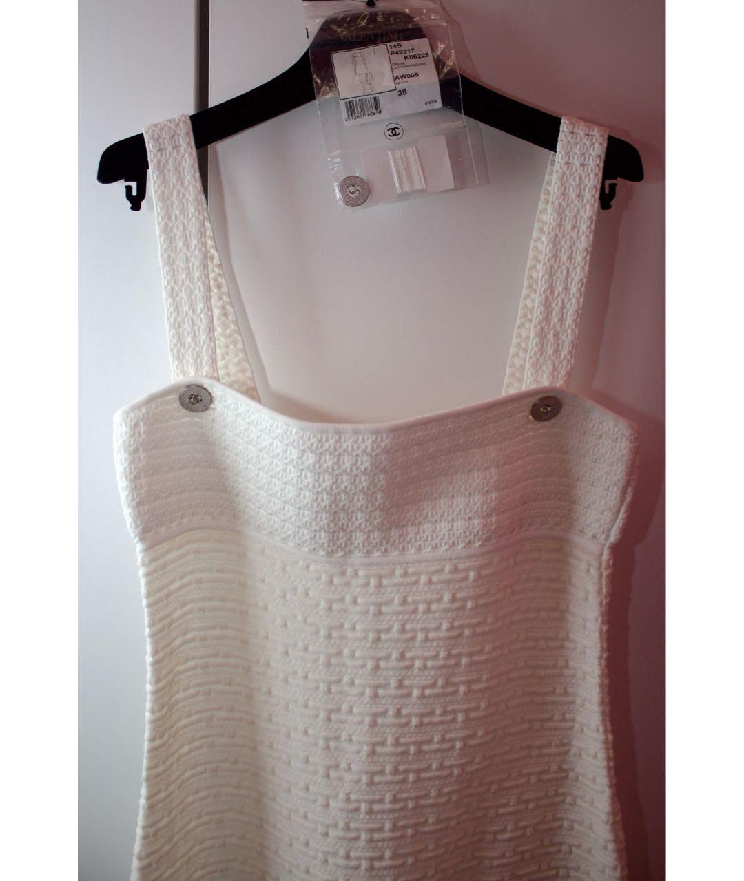 CHANEL Белый хлопко-эластановый сарафан, фото 4
