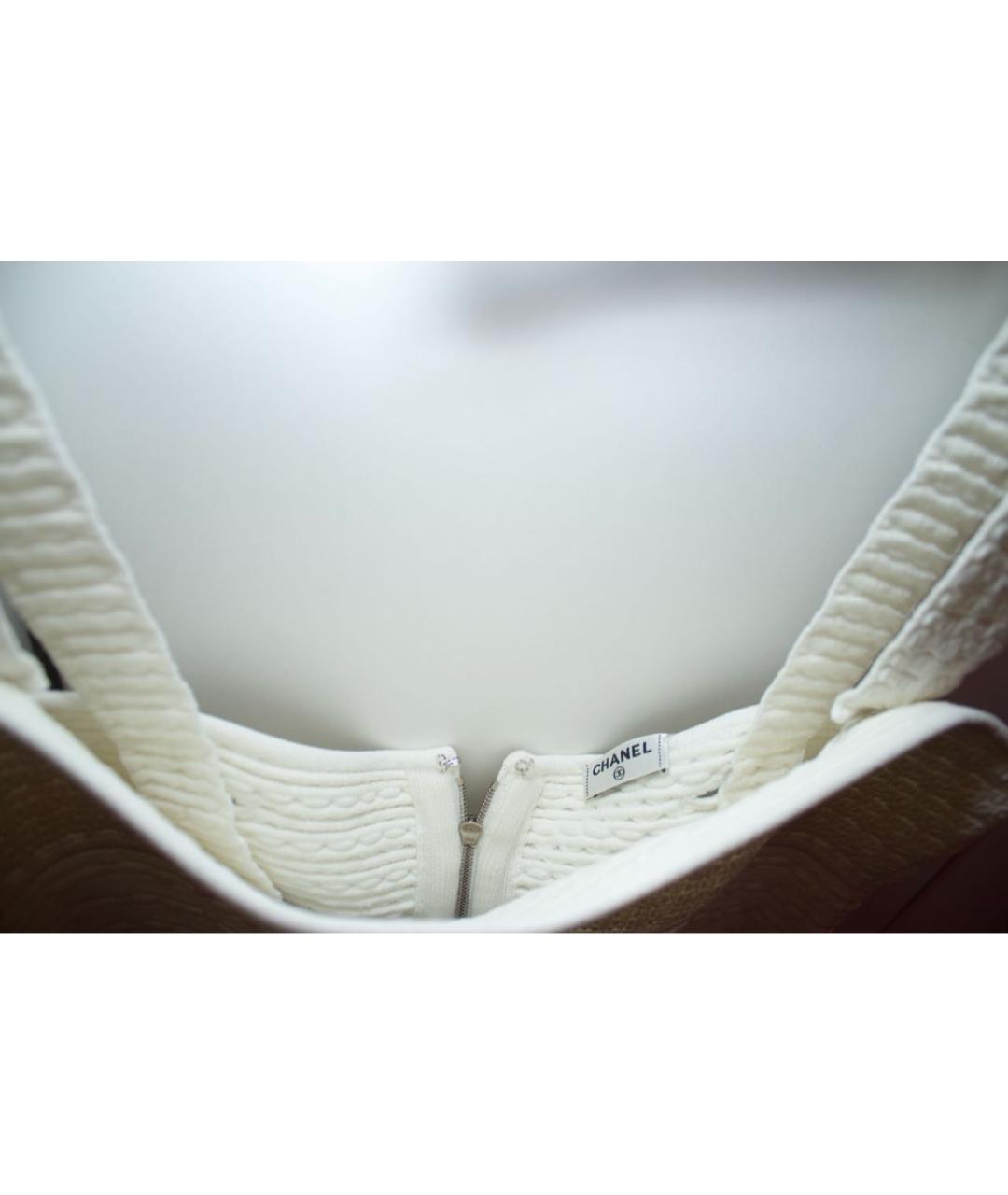 CHANEL Белый хлопко-эластановый сарафан, фото 3