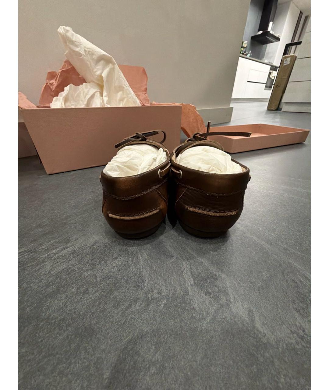 MIU MIU Коричневые кожаные мокасины, фото 4