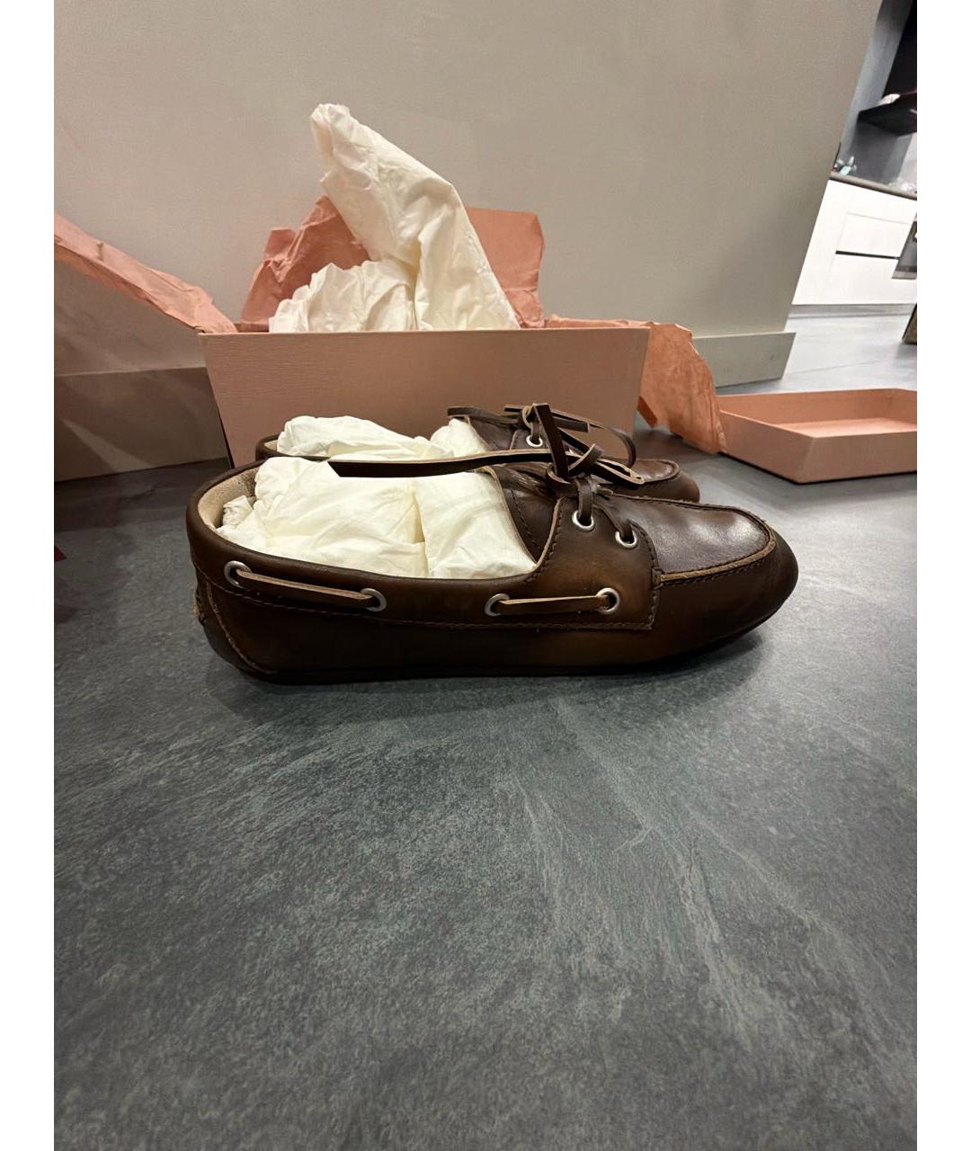 MIU MIU Коричневые кожаные мокасины, фото 8