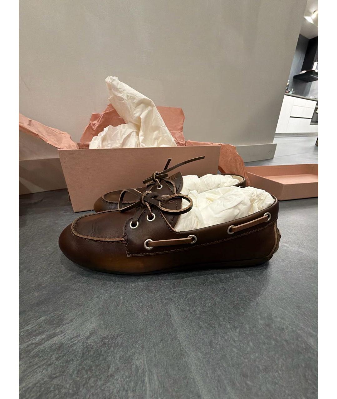 MIU MIU Коричневые кожаные мокасины, фото 6