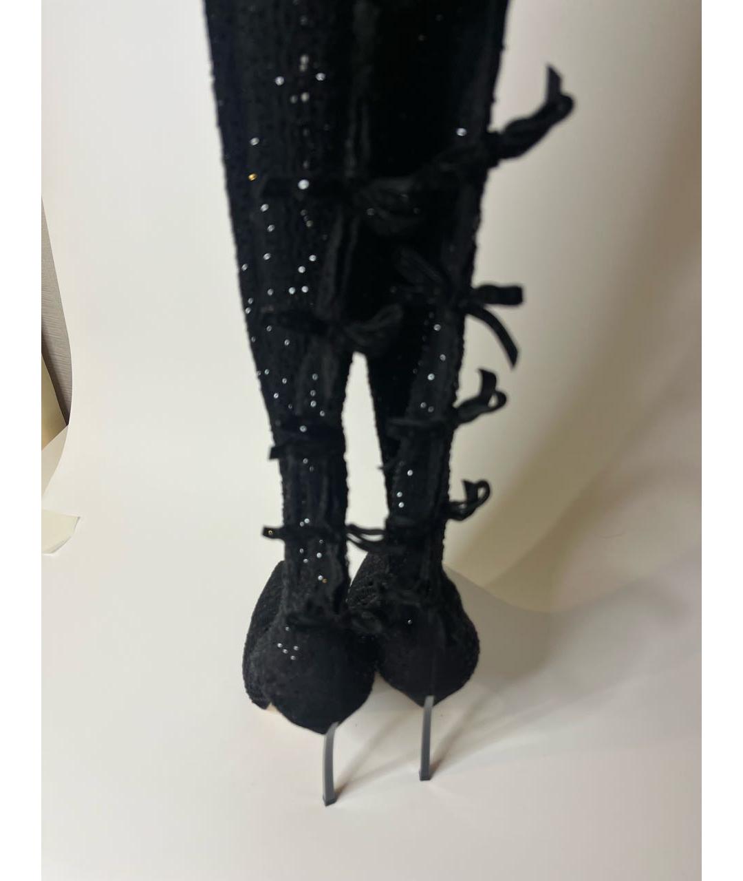 CASADEI Черные текстильные ботфорты, фото 2