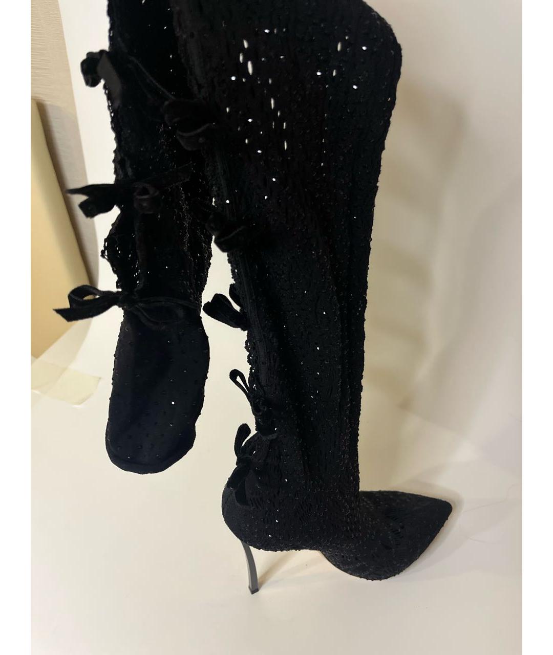 CASADEI Черные текстильные ботфорты, фото 6