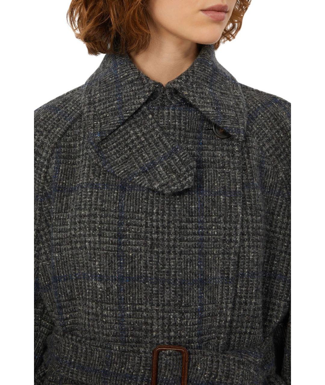 WEEKEND MAX MARA Серое шерстяное пальто, фото 4