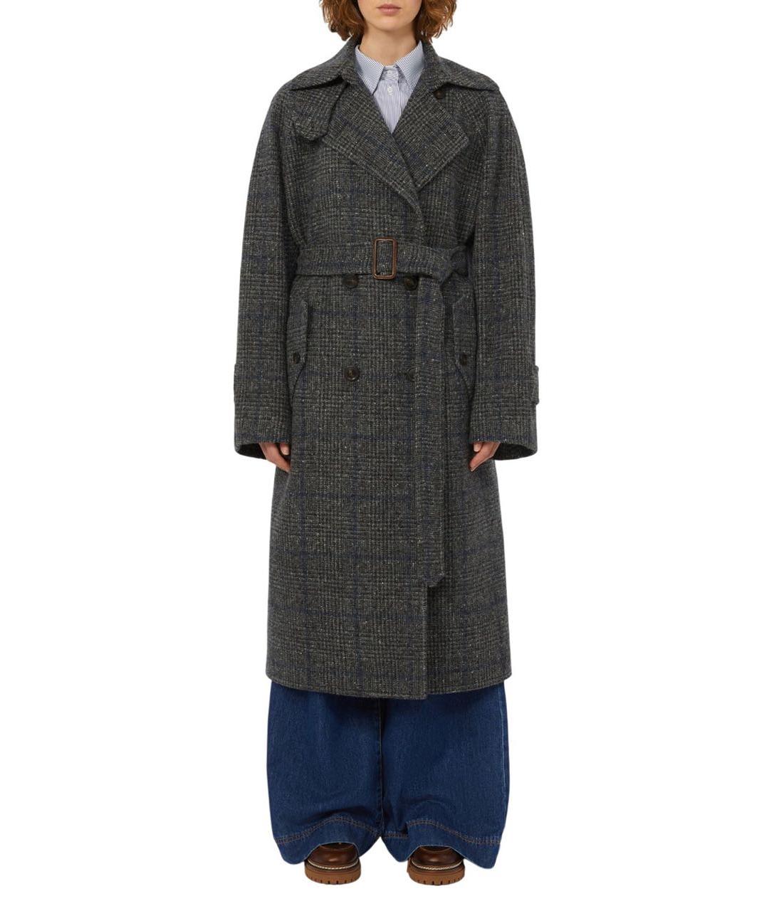 WEEKEND MAX MARA Серое шерстяное пальто, фото 2