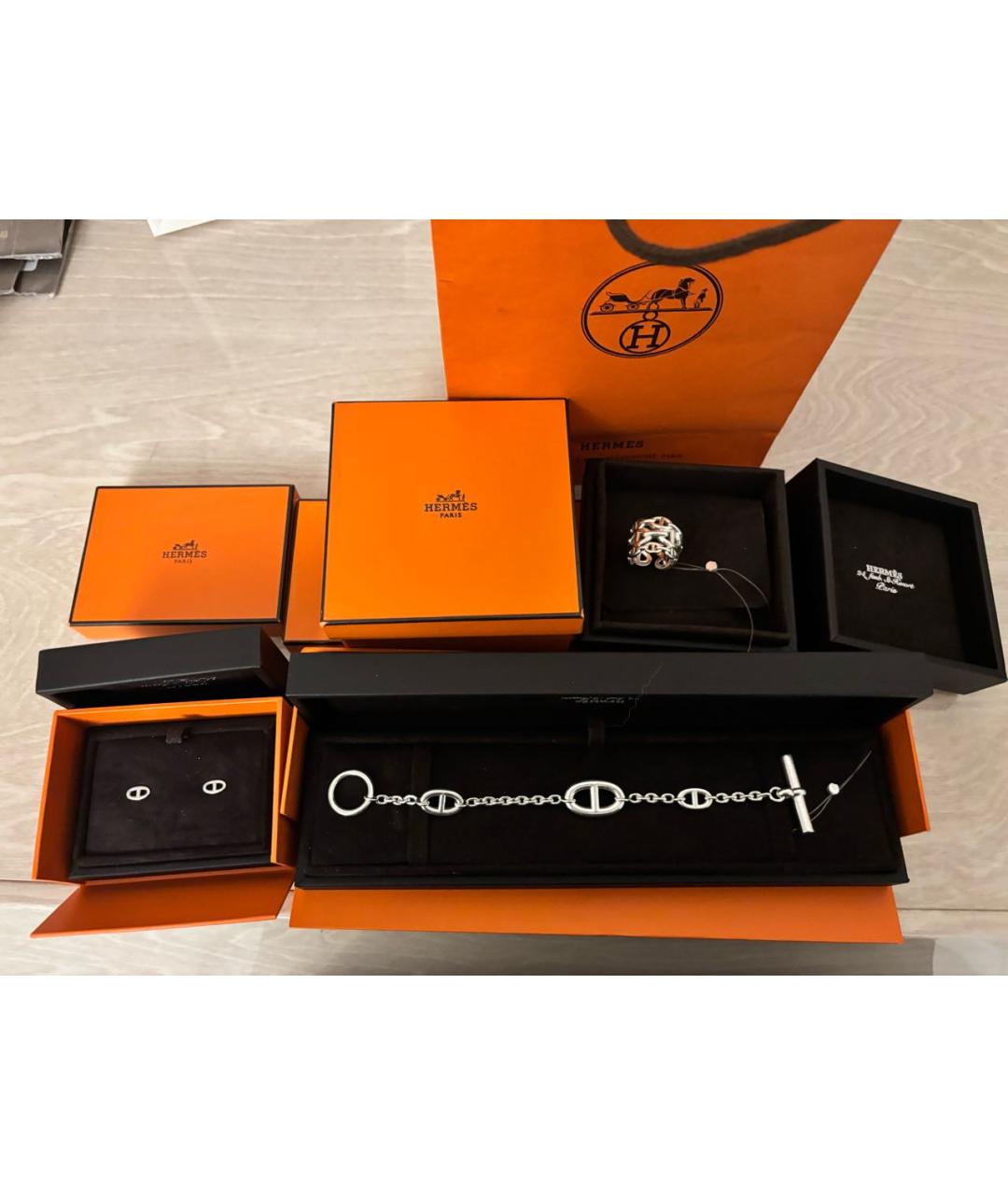 HERMES Белый с серебряным покрытием комплект, фото 8